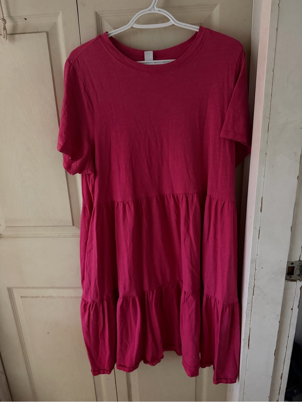 Old Navy Bright Pink Tiered Short-Sleeve Dress
